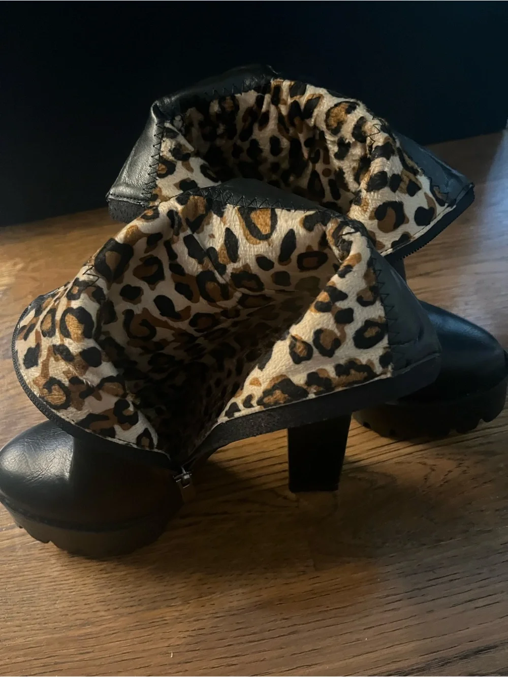 Black Platform Ankle Boots with Buckle Accent. Unbranded. Vegan leather. NWOT.